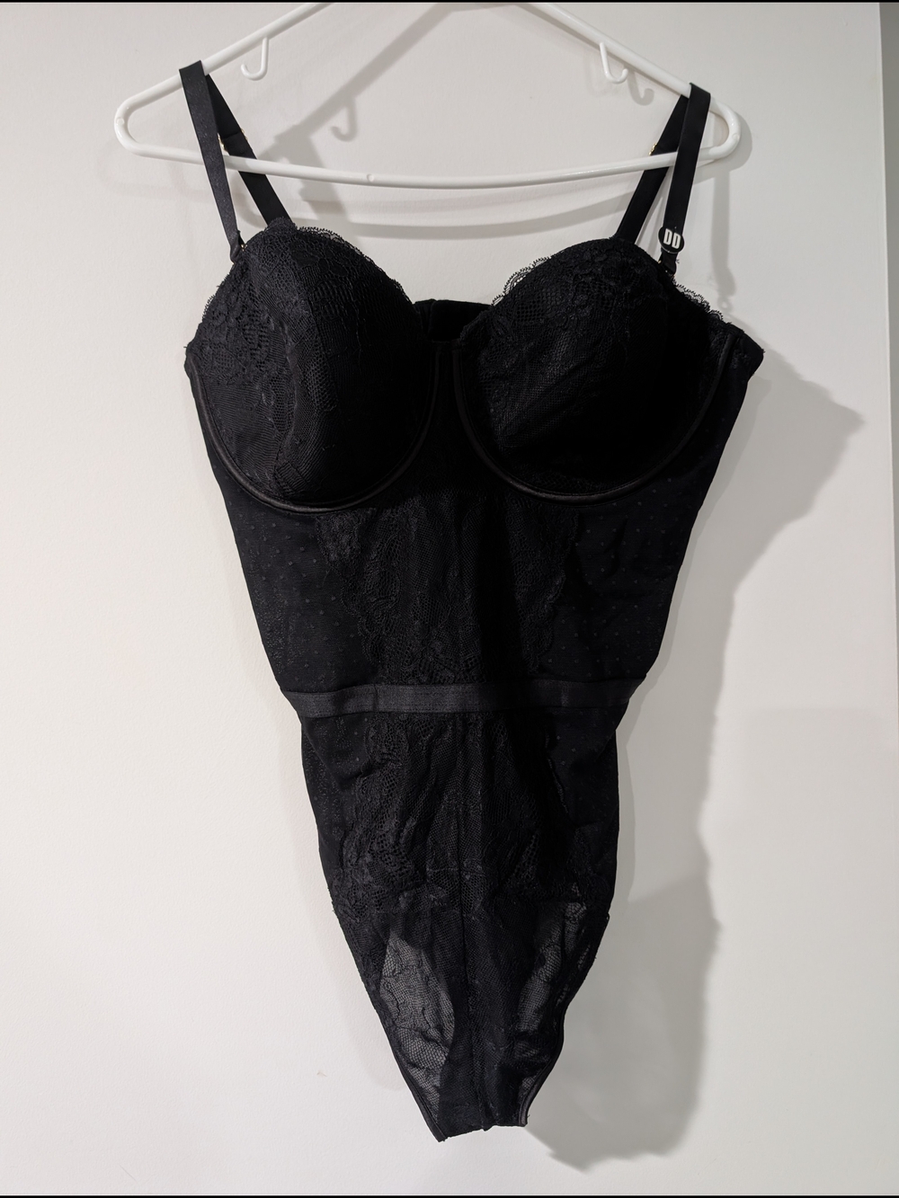 Secret Possessions Black Lace Longline Shaping Bodysuit